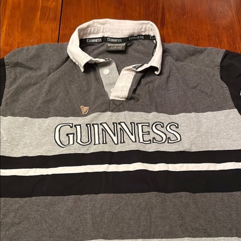 Guinness Pure Genius Gray and Black Men's Shirt Polo Rugby size XL